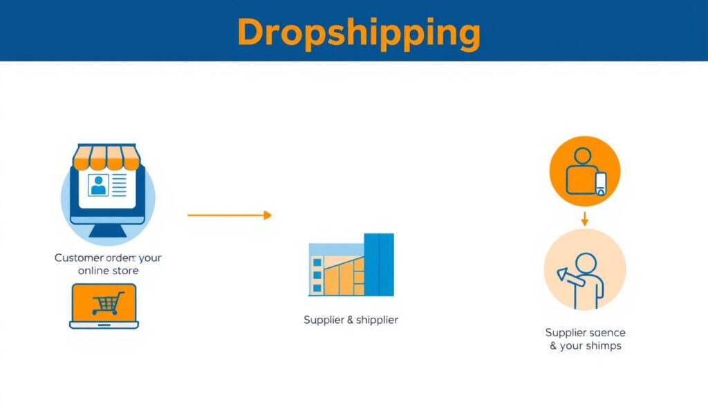 Dropshipping business model flow chart showing store, customer, and supplier relationships in 2025 Dropshipping business model flow chart showing store, customer, and supplier relationships in 2025