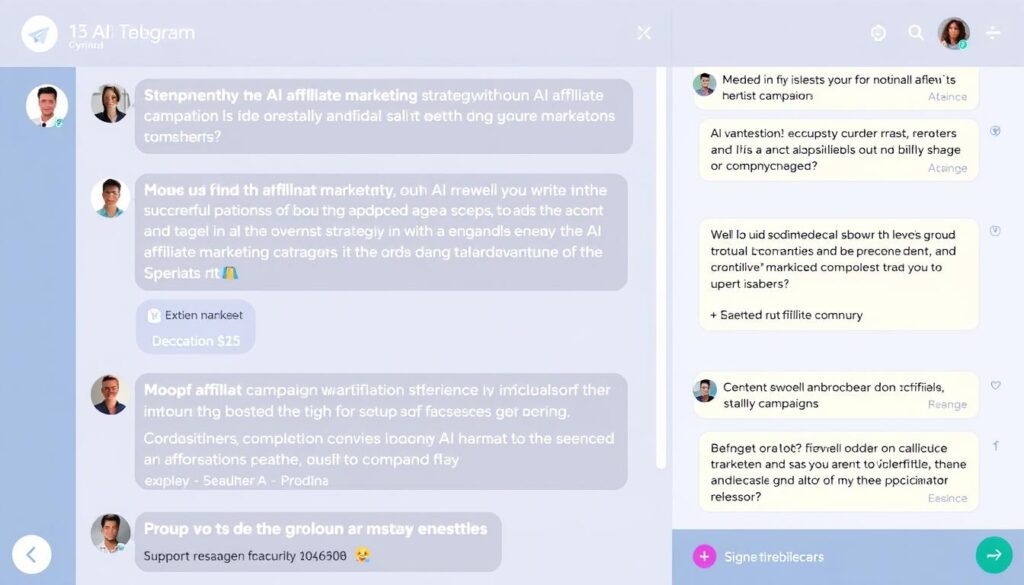AI Marketers Club Telegram community showing member discussions about affiliate strategies AI Marketers Club Telegram community showing member discussions about affiliate strategies