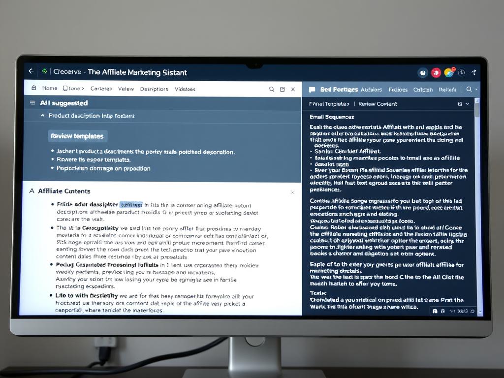 AI writing assistant generating affiliate marketing content with product descriptions and reviews AI writing assistant generating affiliate marketing content with product descriptions and reviews