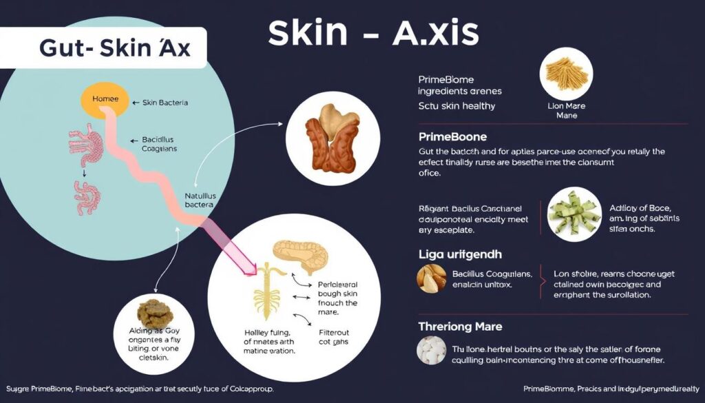 Infographic showing the gut-skin axis and how PrimeBiome ingredients work Infographic showing the gut-skin axis and how PrimeBiome ingredients work