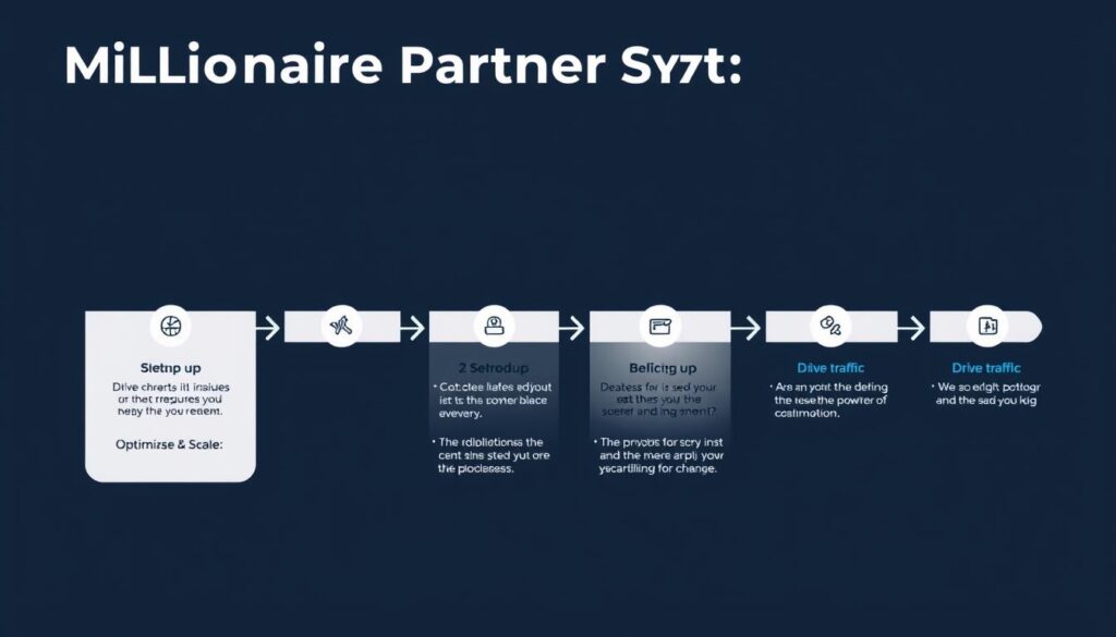 Step-by-step workflow diagram of the Millionaire Partner System process Step-by-step workflow diagram of the Millionaire Partner System process