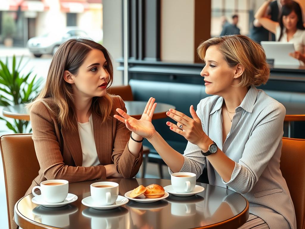 Two women having coffee as one shares advice about how to make him obsessed with you Two women having coffee as one shares advice about how to make him obsessed with you