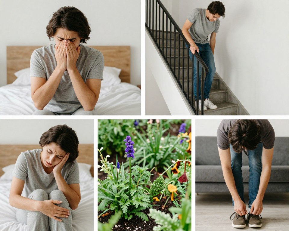 Sequence of images showing daily activities affected by joint pain