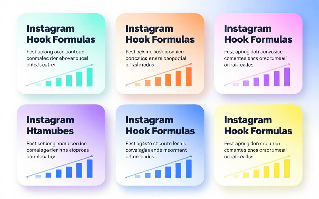 Infographic showing five proven Instagram hook formulas with examples and engagement rate comparisons