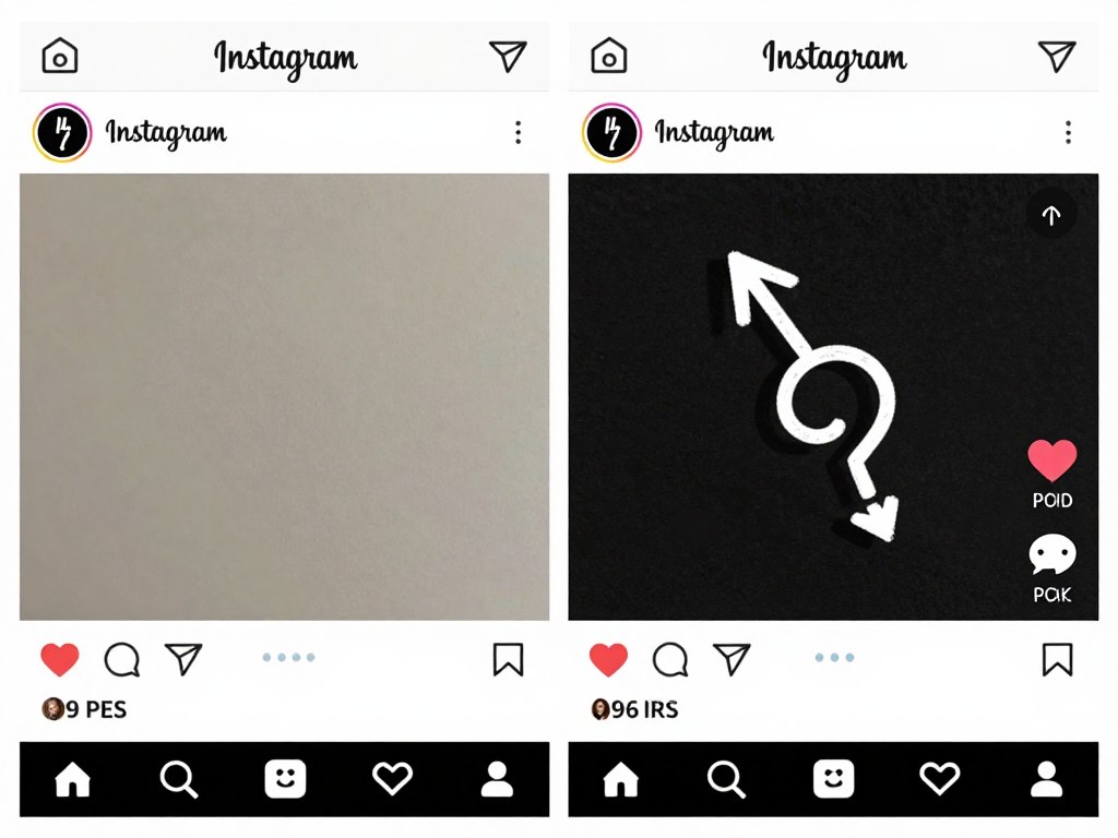 Split-screen comparison showing typical Instagram post versus attention-grabbing viral hook post with engagement differences