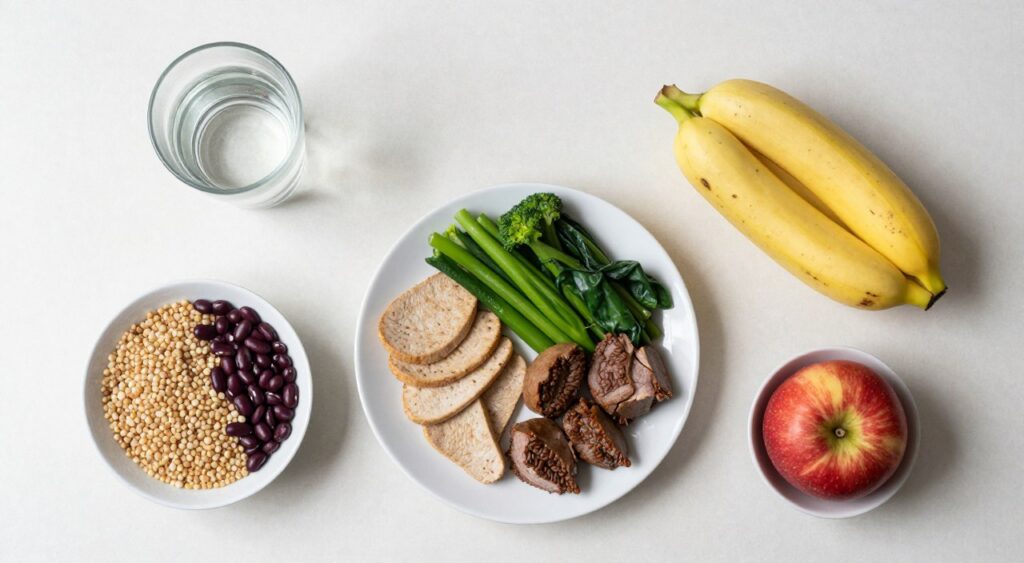 healthy meal and water supporting general joint health
