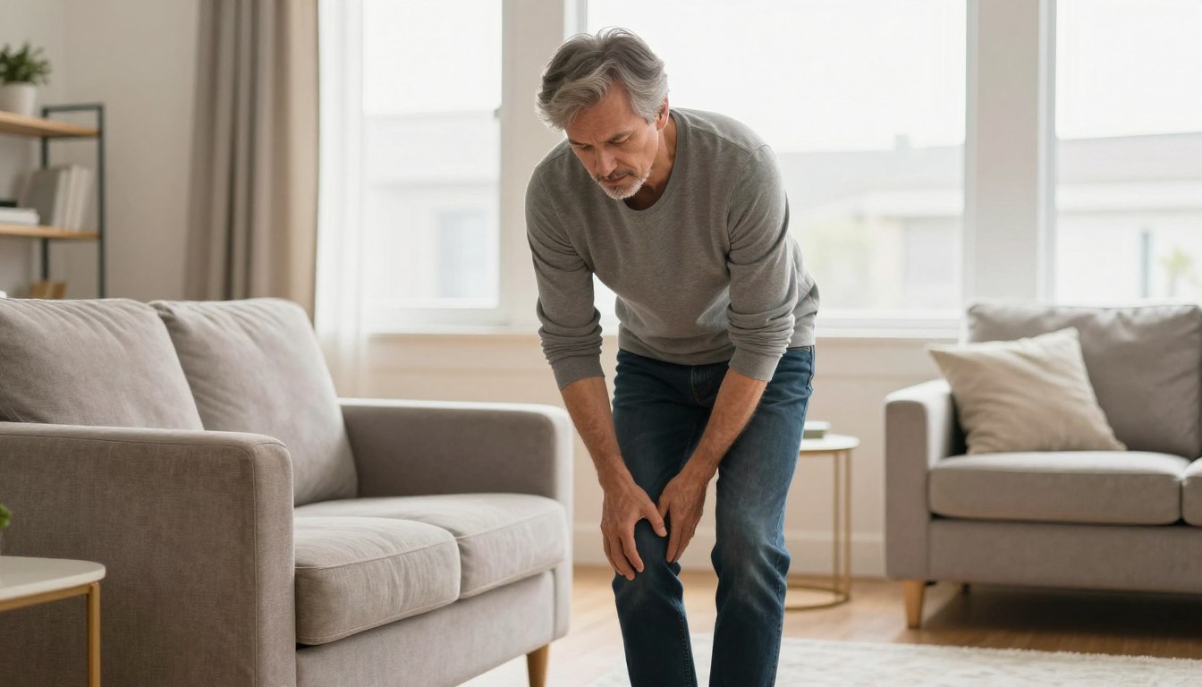 why do knees feel stiff after sitting in an adult over 40